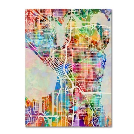 Michael Tompsett 'Seattle Washington Street Map' Canvas Art,35x47